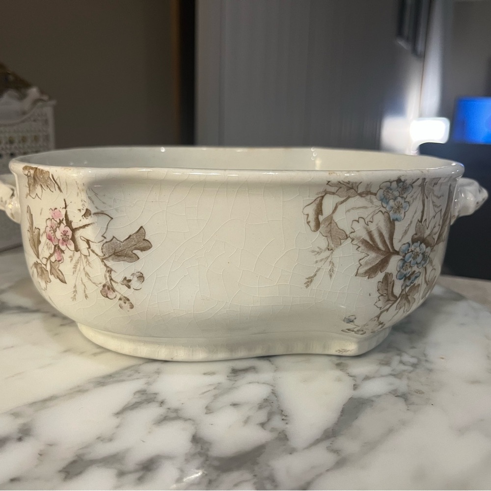 Vintage Ironstone Serving Bowl Floral Transferware Bowl Johnson Brothers England